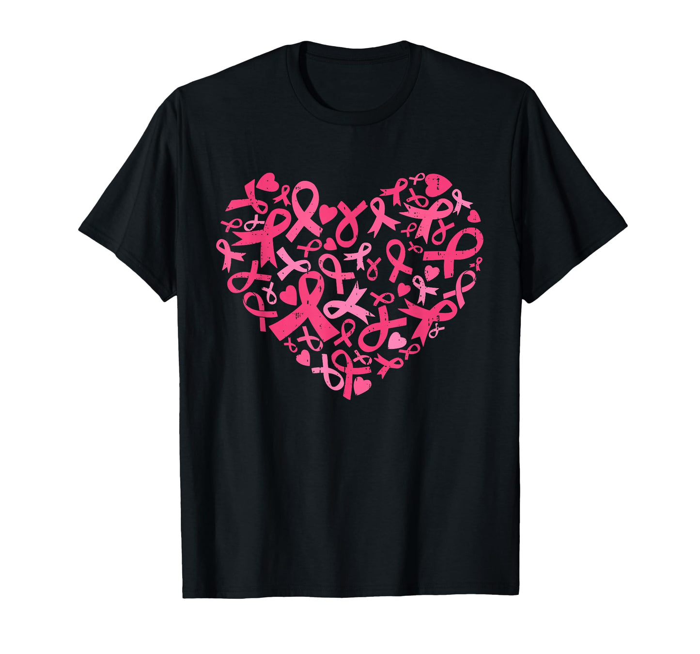 Breast Cancer Awareness Heart Pink Ribbon Women Girl Kid T-Shirt