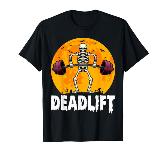 Deadlift Halloween Skeleton Weight Lifting Workout Gym Funny T-Shirt