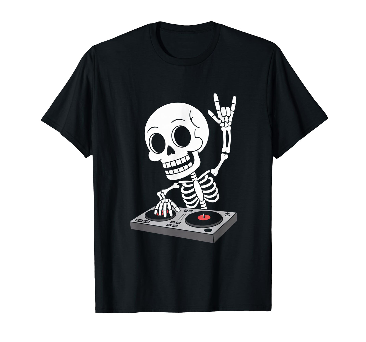 Skeleton DJ on Turntables EDM Synthesizer Rave Music Ghost T-Shirt