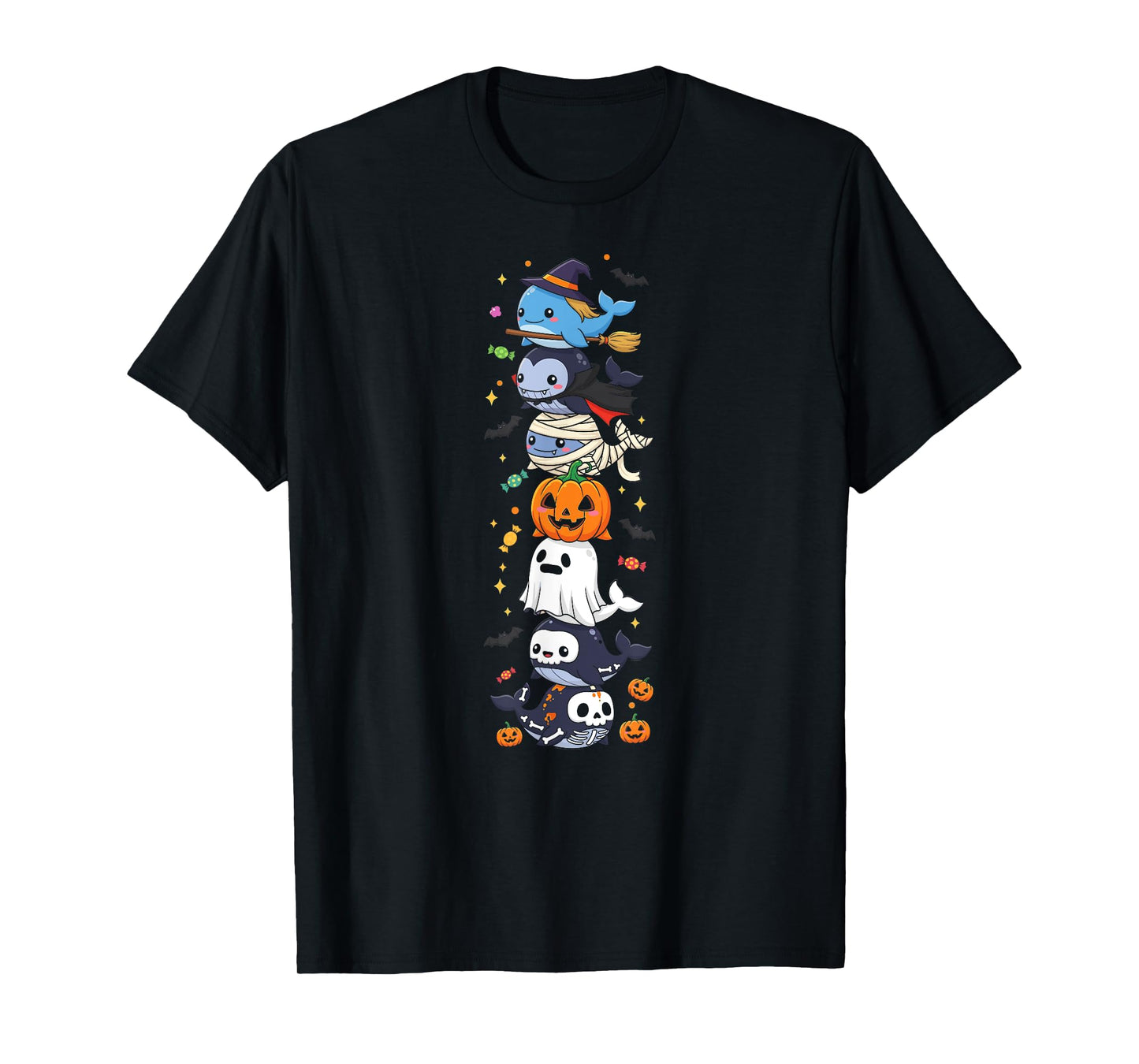 Funny Whale Witch Vampire Ghost Halloween Kids Mens Womens T-Shirt