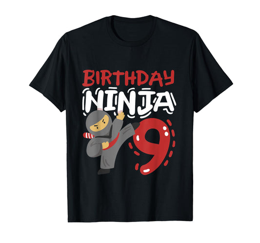Birthday Ninja 9 Years Old Karate Kids 9th Birthday Boys T-Shirt