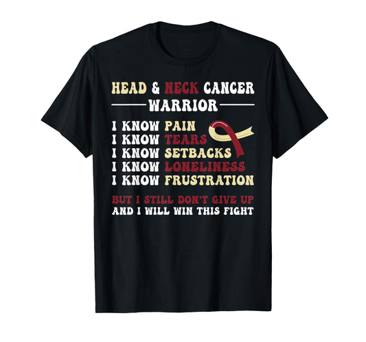 Head And Neck Cancer Awareness Black Crew Neck T-Shirt, Unisex-Adults, Small, Short Sleeve, Modern Cancer Awareness Cartoon T-Shirt