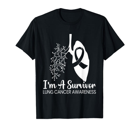 I'm A Survivor Lung Cancer Awareness Month White Ribbon T-Shirt