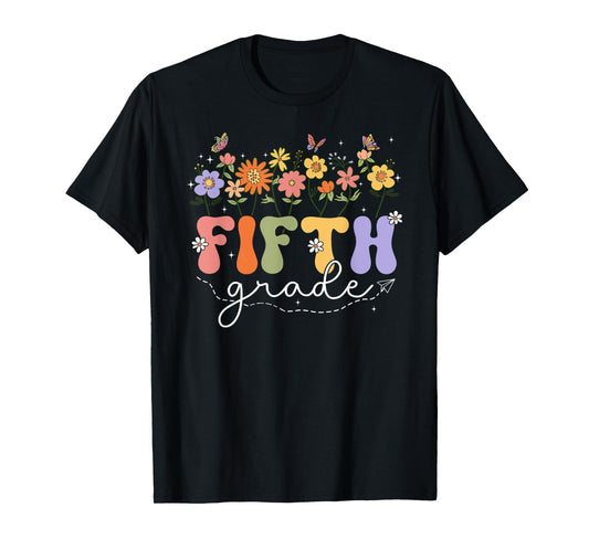 5th Fifth Grade Teacher Wildflower Back To School Floral T-Shirt