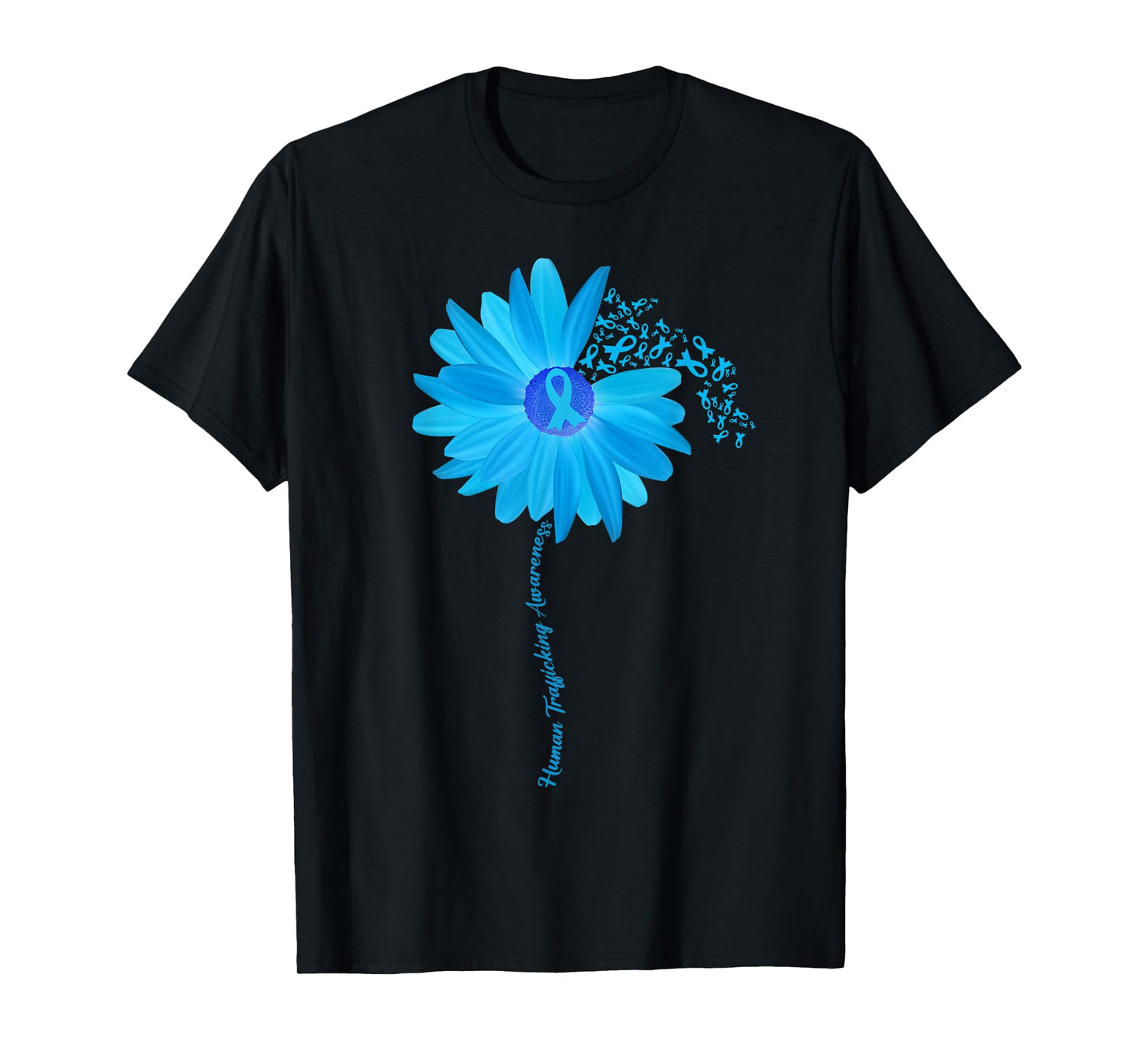 Sunflower Human Trafficking Awareness blue Ribbon T-Shirt
