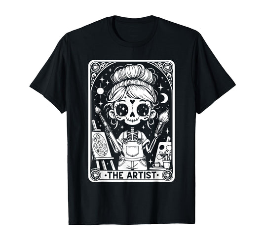 Artist Tarot Card Skeleton Painter Art Teacher Witchy T-Shirt