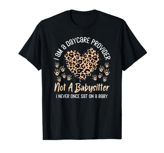 Daycare Provider Teacher Childcare Worker Leopard Heart Fun Men Women T-Shirt