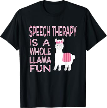 Speech Language Pathology Funny Women SLP Therapist Llama T-Shirt