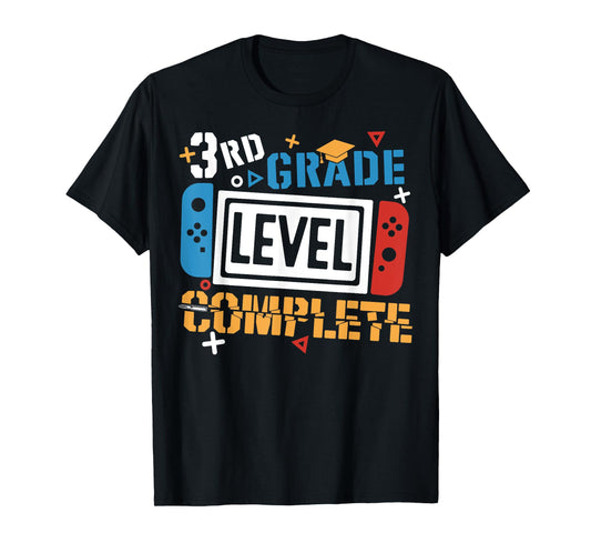 3rd Grade Level Complete Last Day Of School Gamer Boys Kids T-Shirt