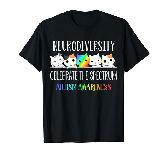 Autism Embrace Neurodiversity Celebrate the Spectrum Cat T-Shirt