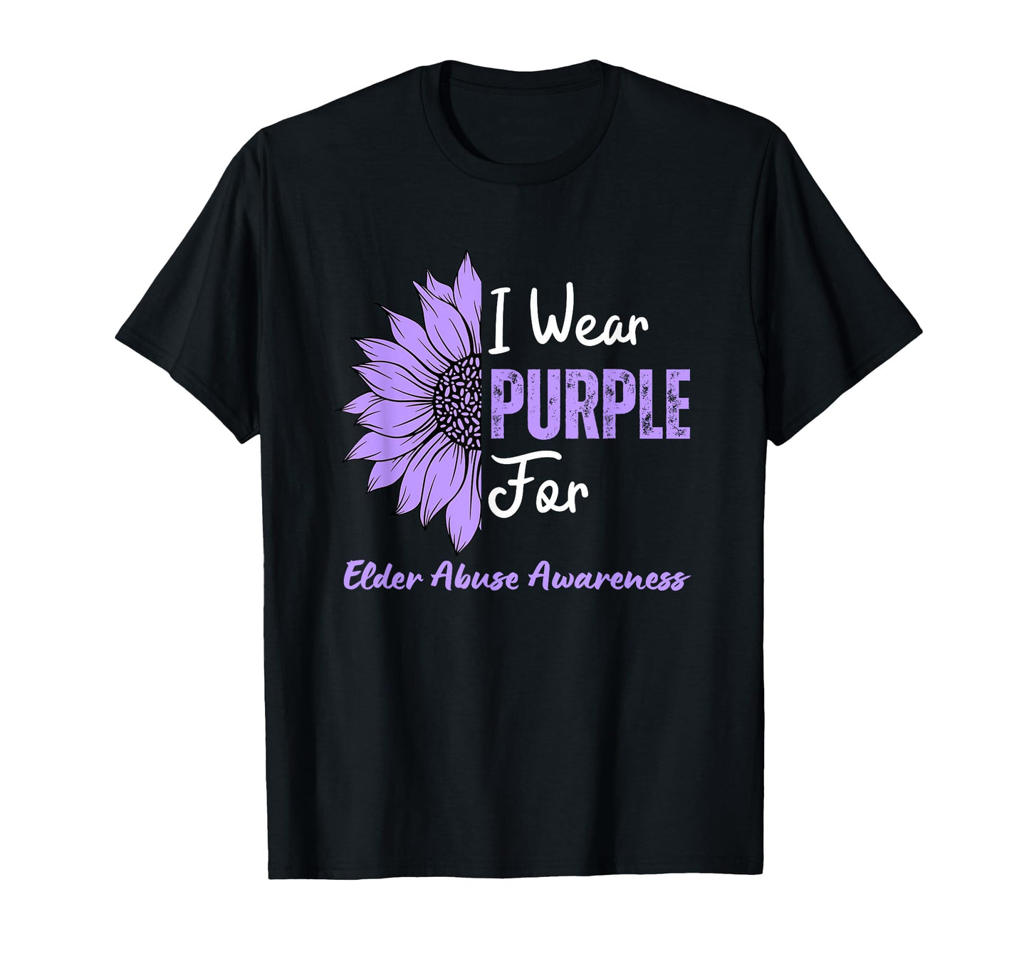 I Wear Purple For Elder Abuse Awareness Sunflower T-Shirt