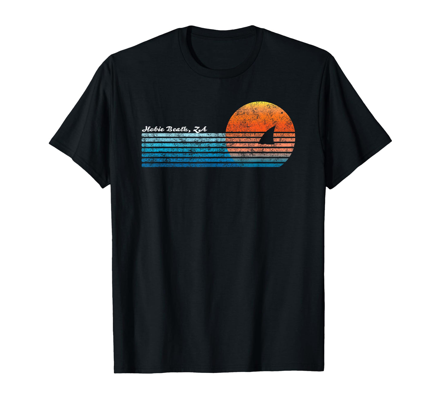 Vintage Hobie Beach Retro 80s Shark Fin Sunset T-Shirt