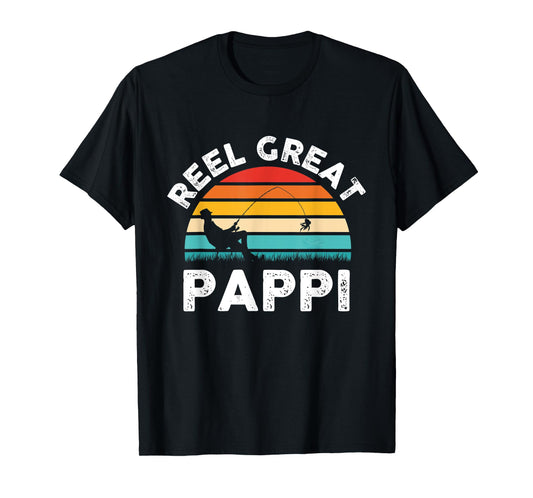 Mens Fishermen Reel Great Pappi Vintage Fishing Father’s Day T-Shirt