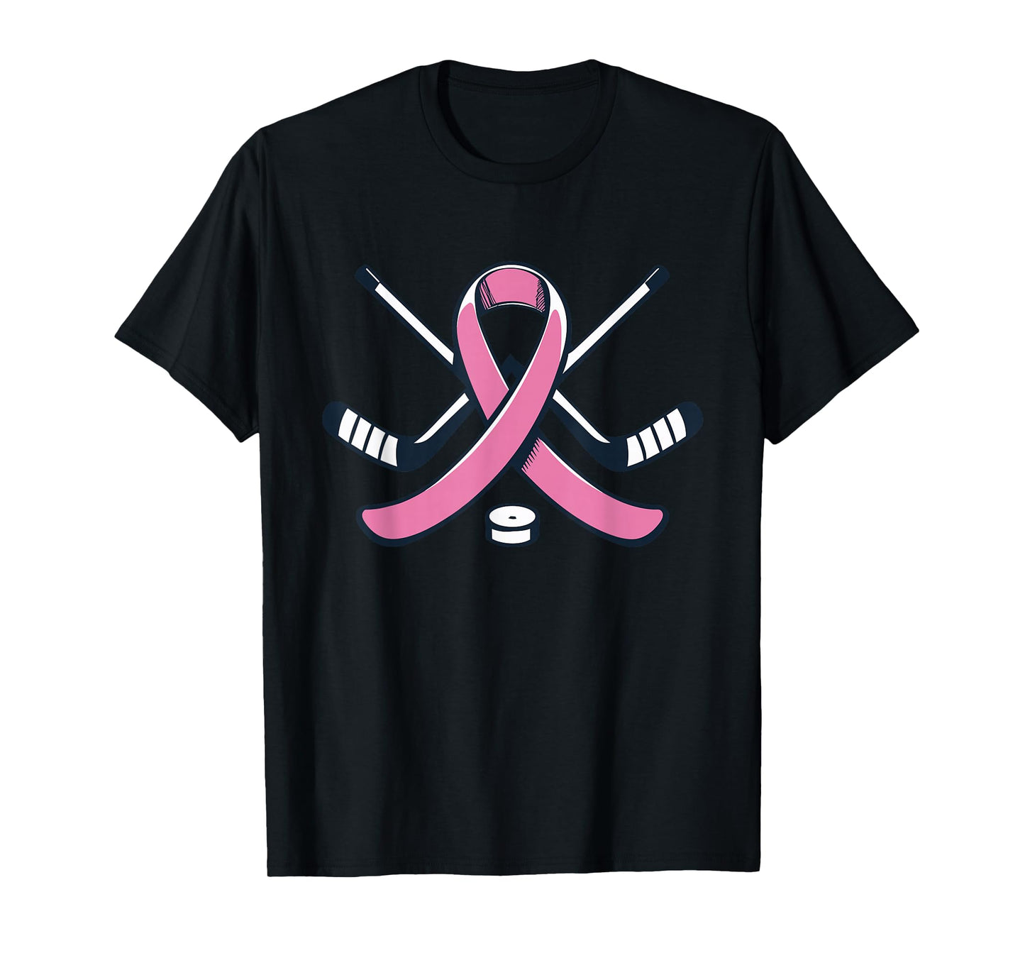 Ice Hockey Pink Ribbon Breast Cancer Awareness Sport Lover T-Shirt