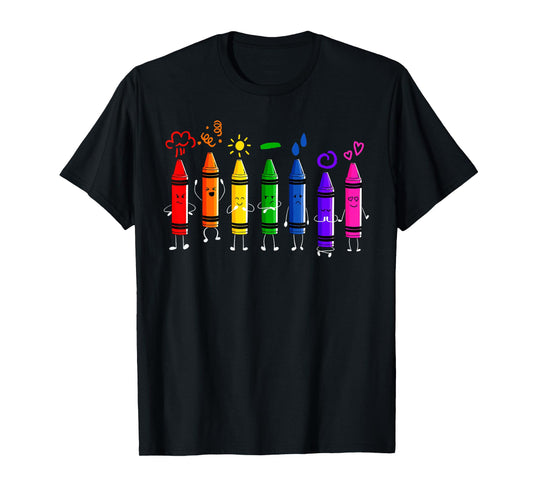 Crayons Teacher Student First Day Of School Back To School T-Shirt
