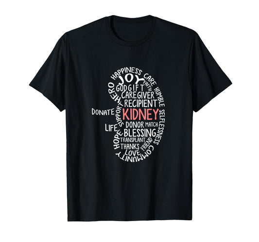 Kidney Organ Donor Get Well Soon Shirts Unisex-Adults Black Cotton 65% Polyester 35% Modern Crew Neck Short Sleeve Classic Fit T-Shirt Small Donor Awareness T-Shirt