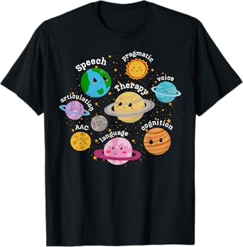 SLP System Planets Speech Language Pathologist Outer Space T-Shirt