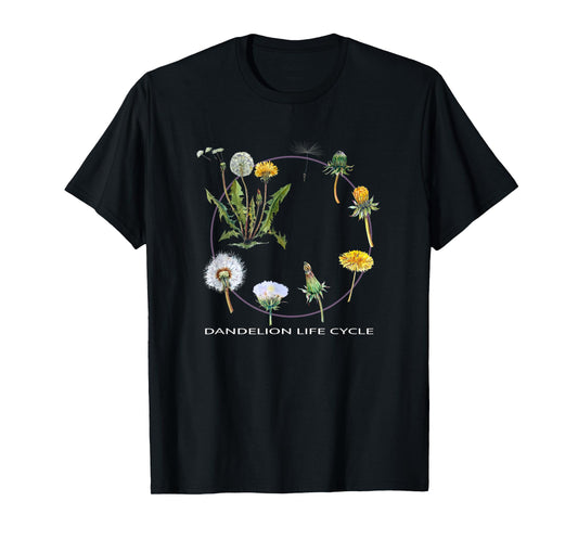 Dandelion Life Cycle Design Gardening Plant Growth Stages Ar T-Shirt