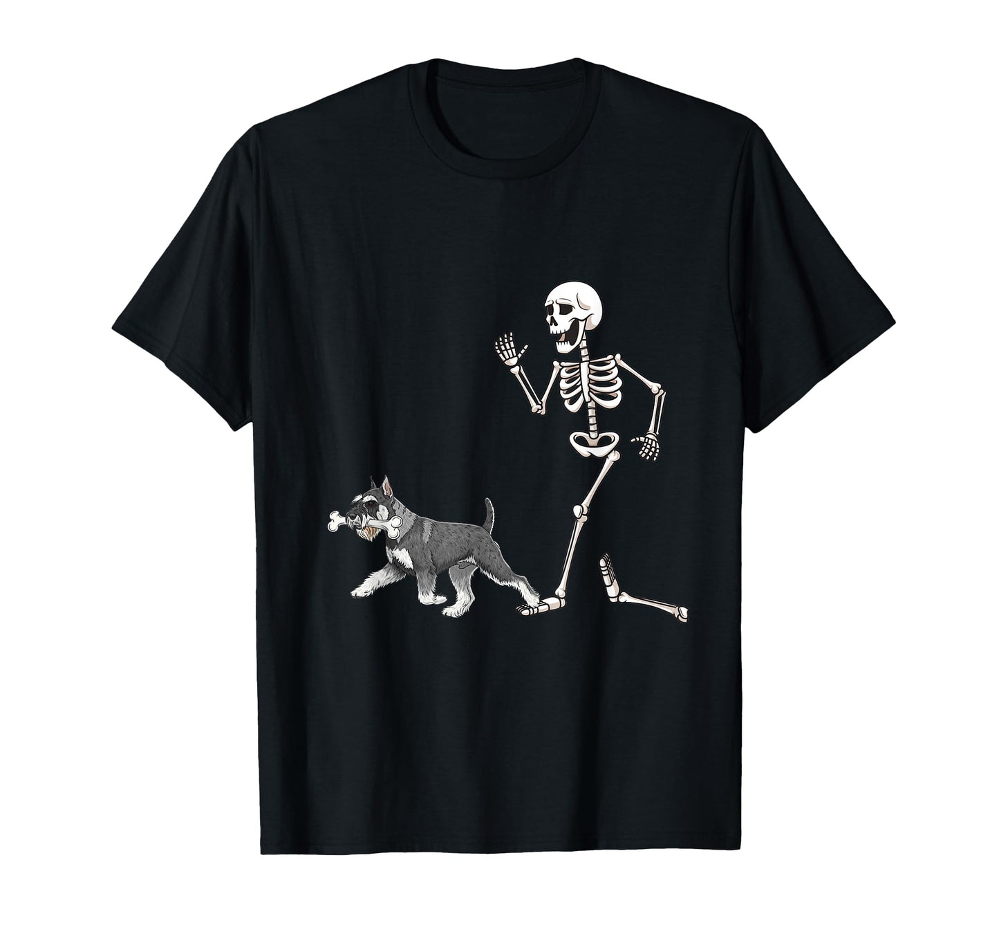 Funny Halloween Standard Schnauzer and Skeleton T-Shirt