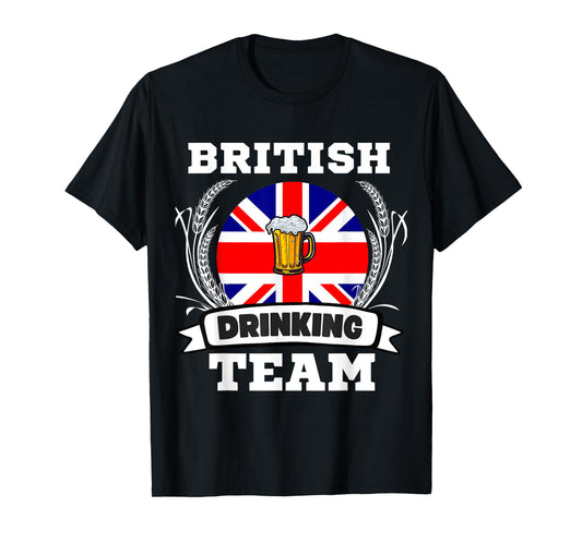 British Flag Drinking Team Funny Beer Heritage Month Party T-Shirt