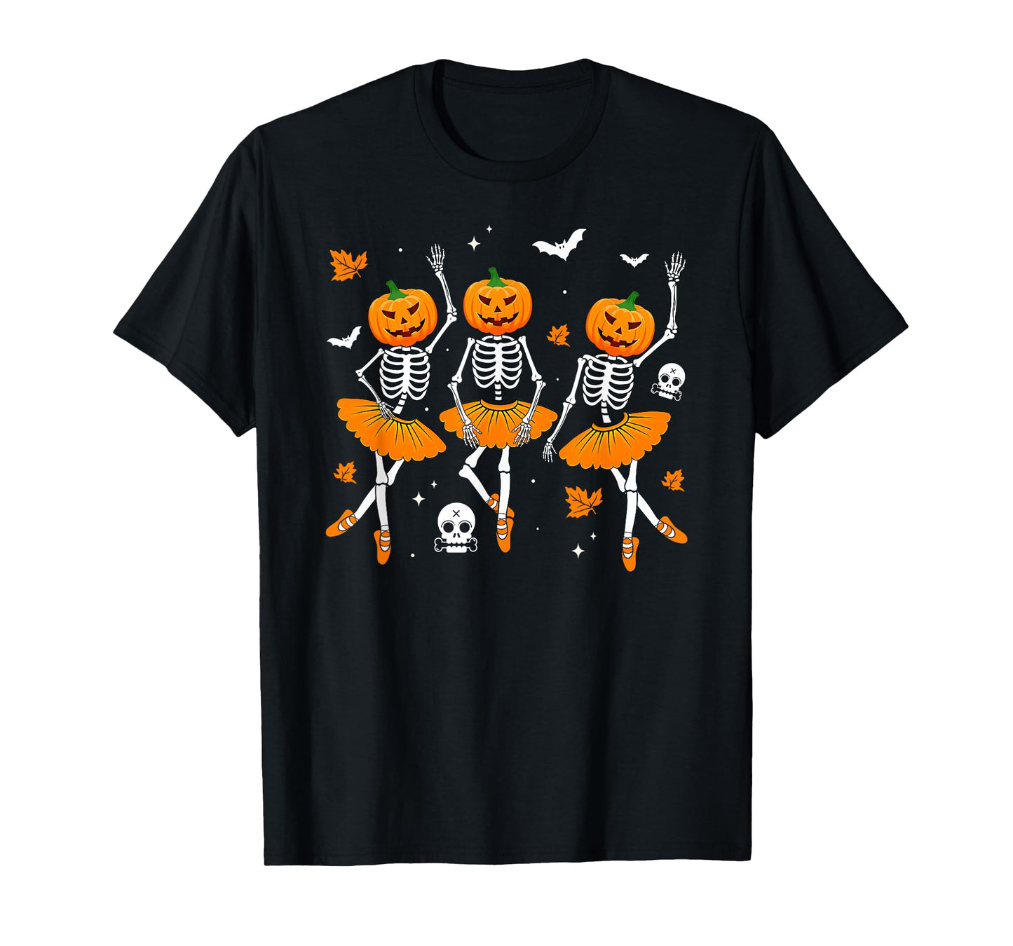 Ballet Dancing Skeleton Pumpkin Funny Dancer Halloween T-Shirt