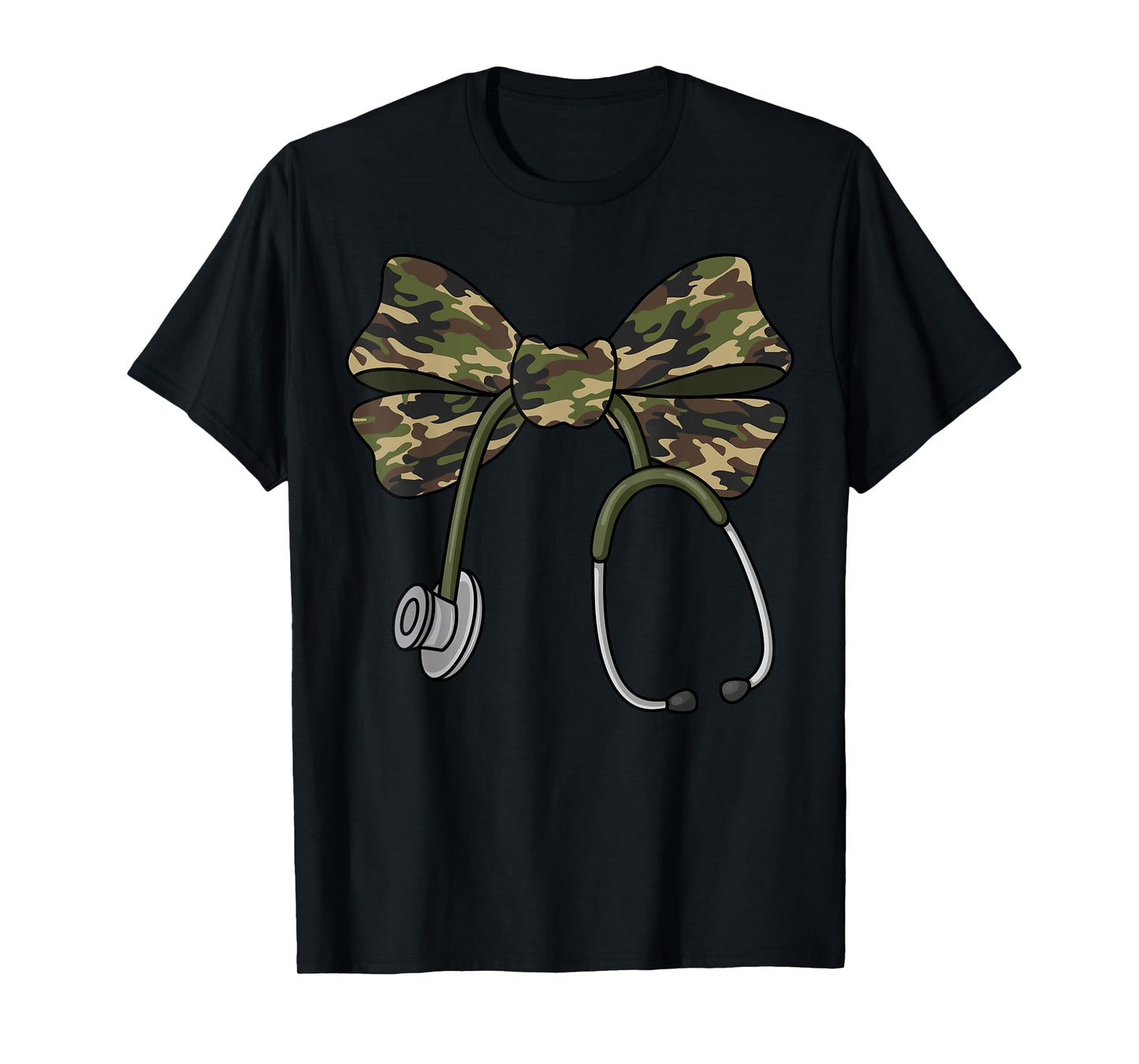 Camo Coquette Nurse Stethoscope Bow Camouflage Nurse T-Shirt