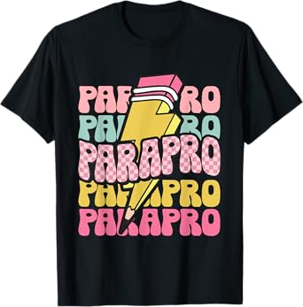 Retro Parapro Pencil Lightning Bolt Paraprofessional Team T-Shirt