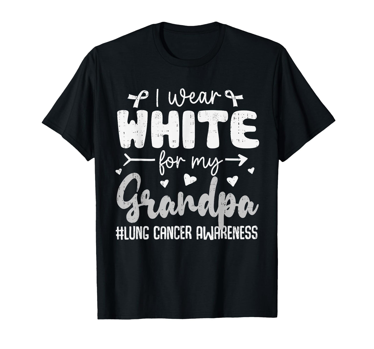 I Wear White for Grandpa Lung Cancer Awareness White Ribbon T-Shirt