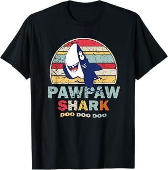 Vintage Pawpaw Shark Shirt Fathers Day Gift For Men Women T-Shirt