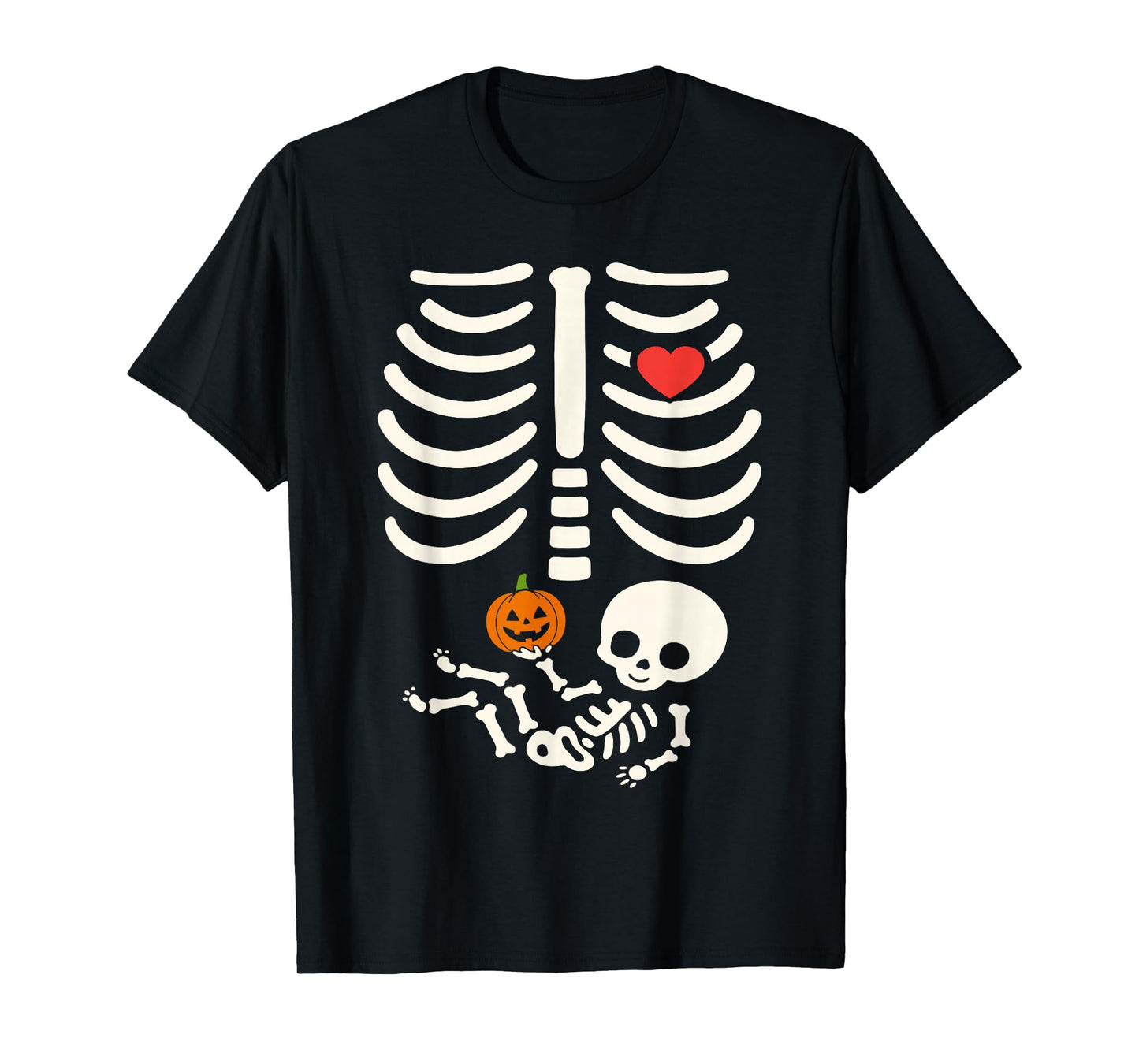 Halloween Baby Skeleton Heart Pregnancy Outfit T-Shirt