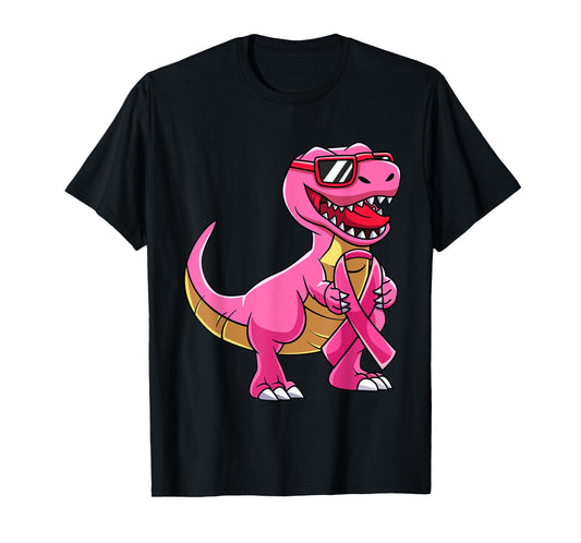Dinosaur T Rex Breast Cancer Awareness Pink Ribbon Boys T-Shirt