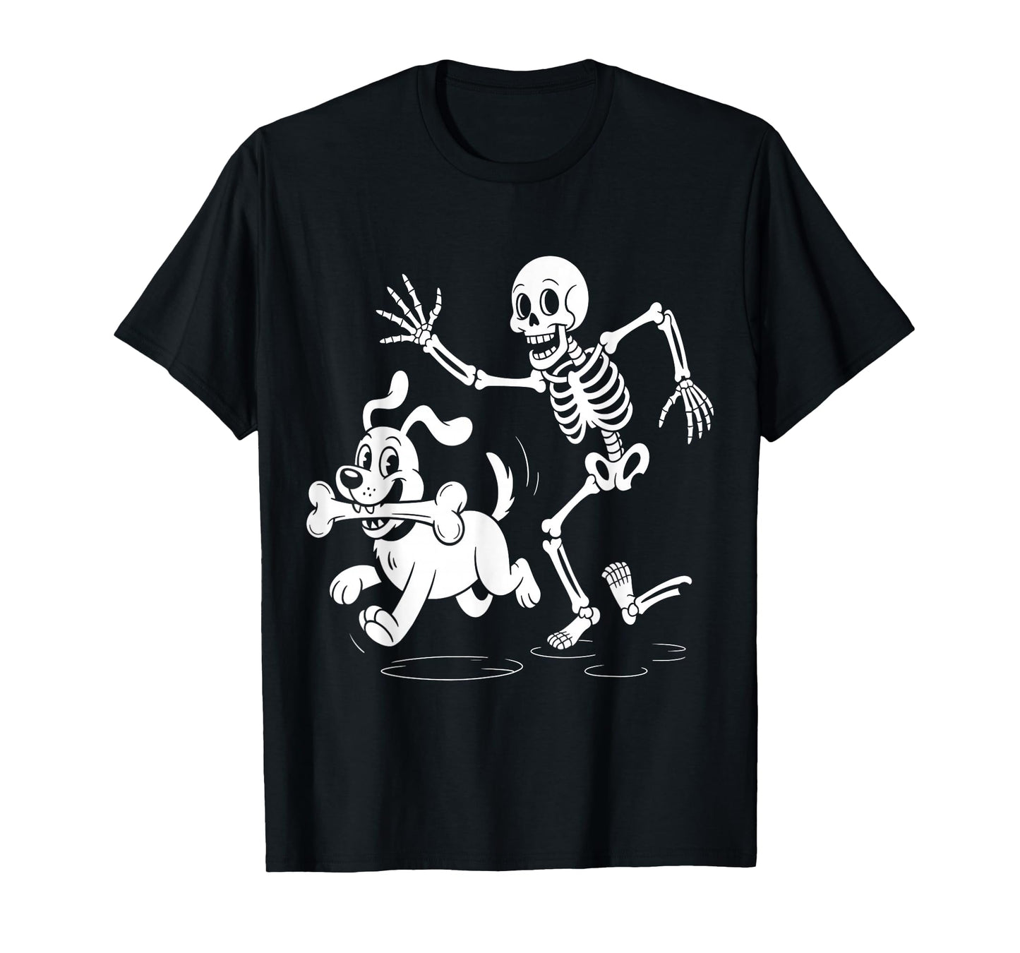 Funny Halloween Dog, Funny Skeleton Chasing Dog Men Women T-Shirt