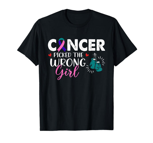 Mens Cancer Picked The Wrong Girl THYROID Cancer Awareness T-Shirt