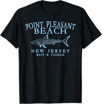 Point Pleasant Beach New Jersey Shark Arched Pale Blue T-Shirt