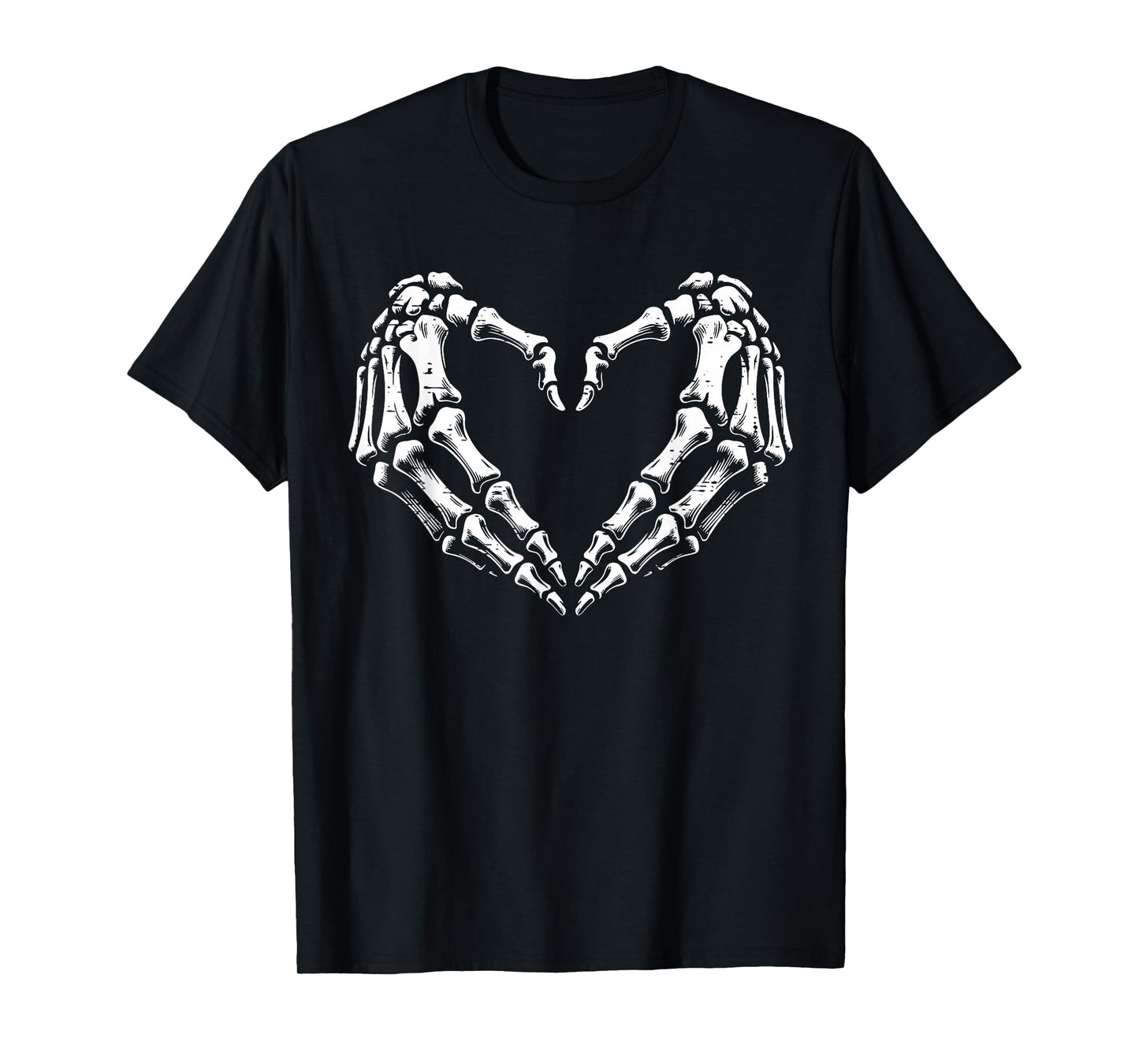 Retro Halloween Shirts Women Girls Skeleton Hands Heart Sign T-Shirt