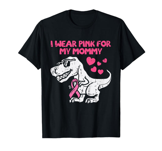 Wear Pink For Mommy Trex Toddler Boy Breast Cancer Awareness T-Shirt
