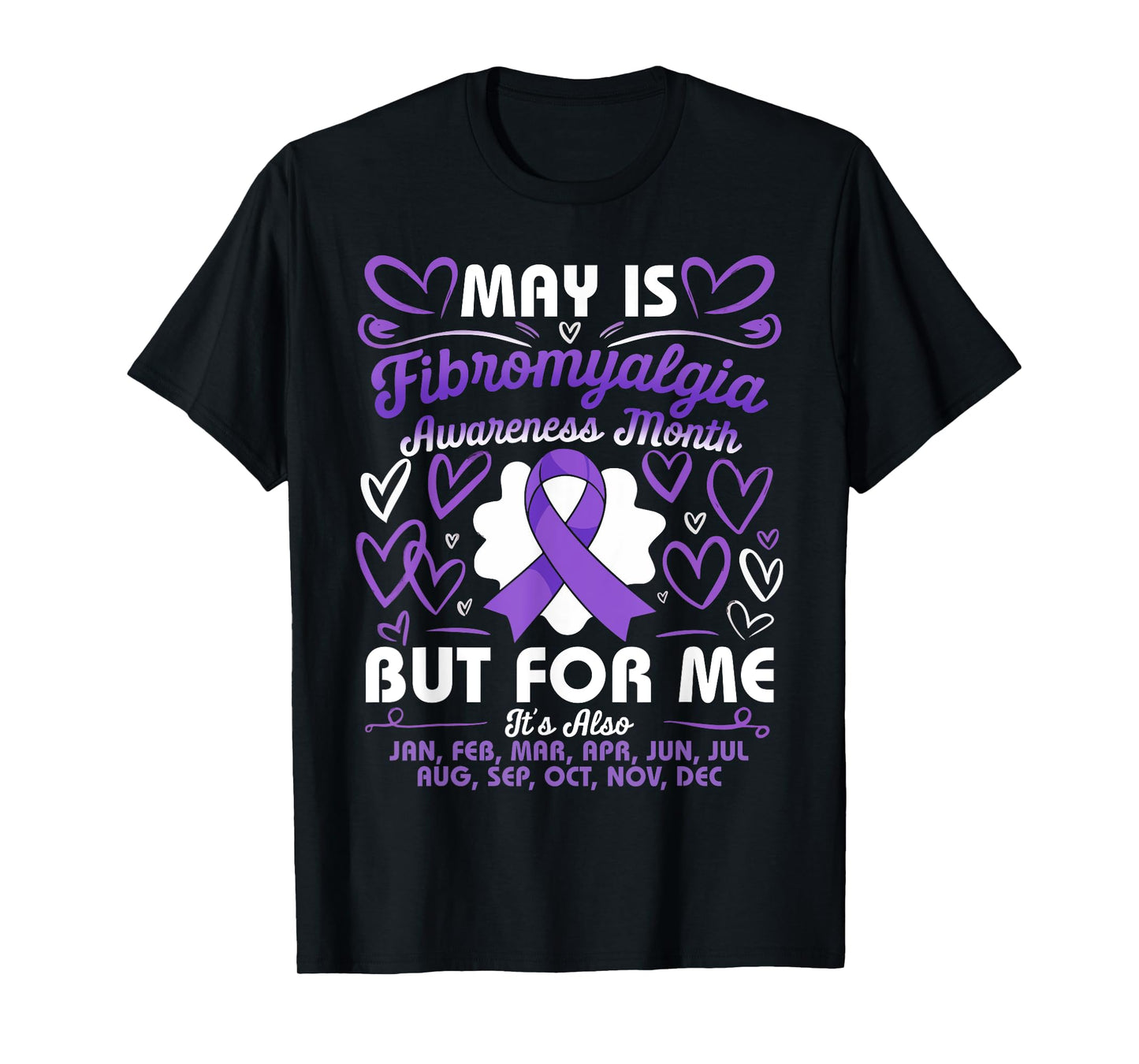 May Is Fibromyalgia Awareness Month Warrior Purple Ribbon T-Shirt