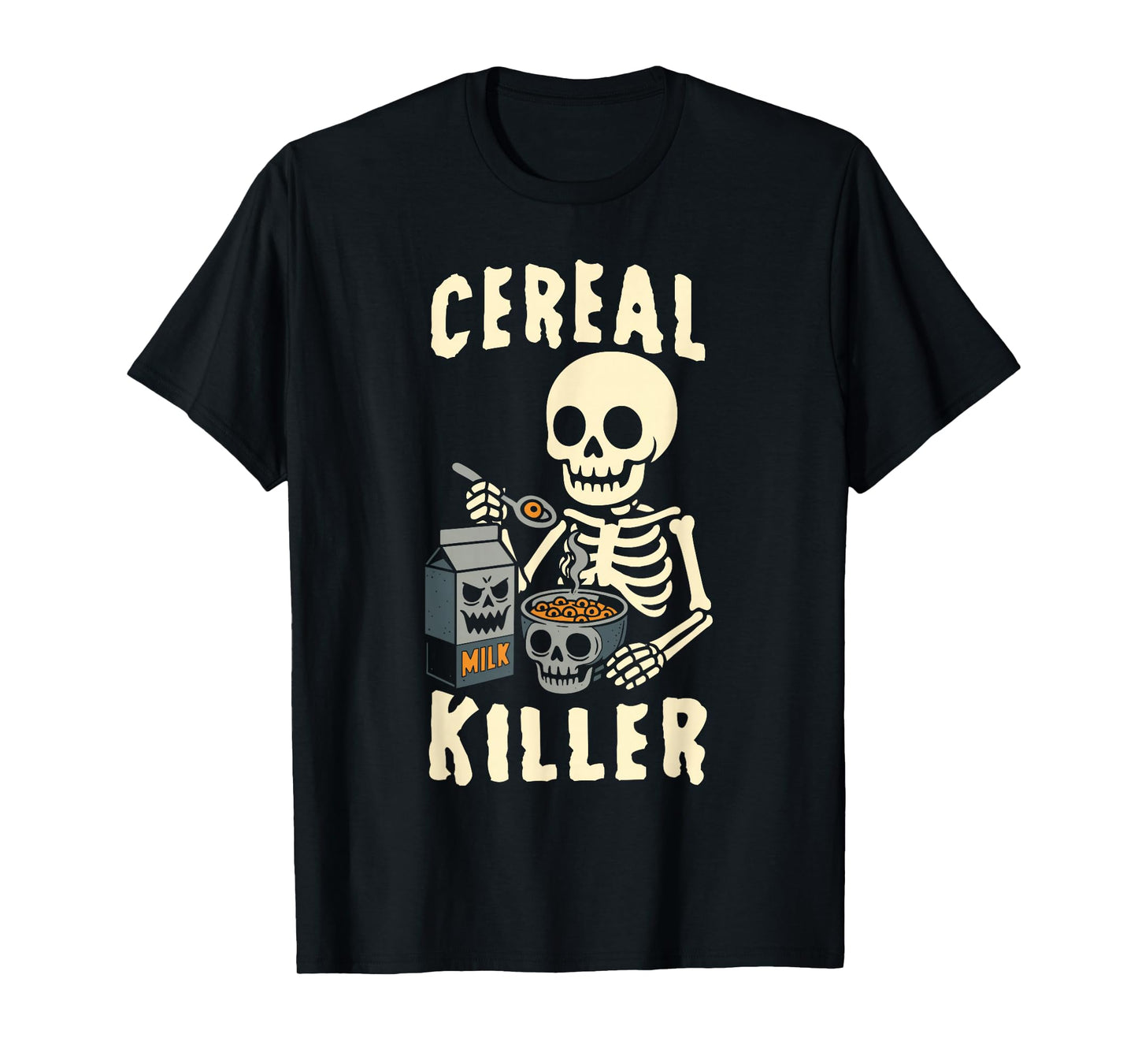 Cereal Killer Funny Skeleton Low Budget Halloween T-Shirt