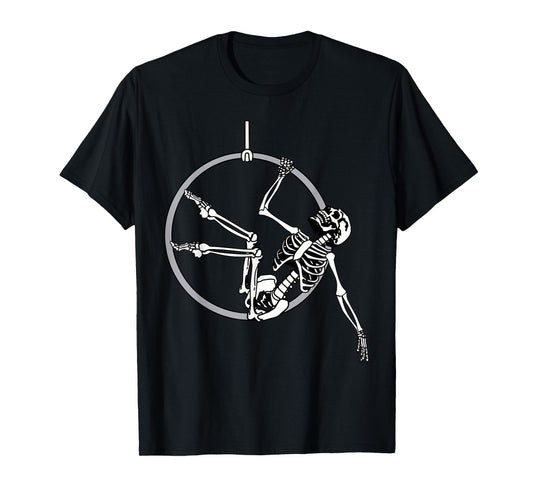 Dancing Skeleton Aerial Hoop Aerial Dance Lyra Halloween T-Shirt