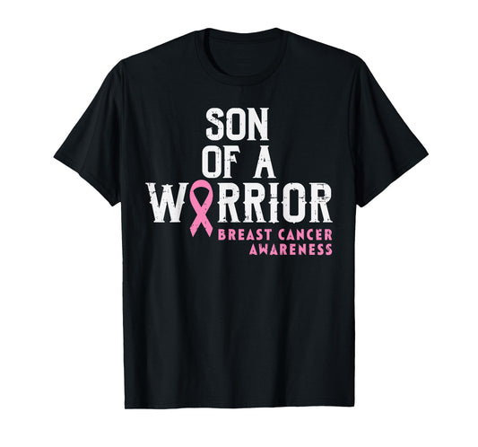 Son Of A Warrior Breast Cancer Awareness Support Mom Boys T-Shirt