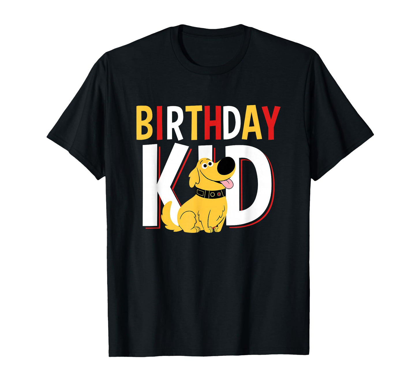 Disney Pixar Up Birthday Kid Cute Dug Big Chest Text Logo T-Shirt