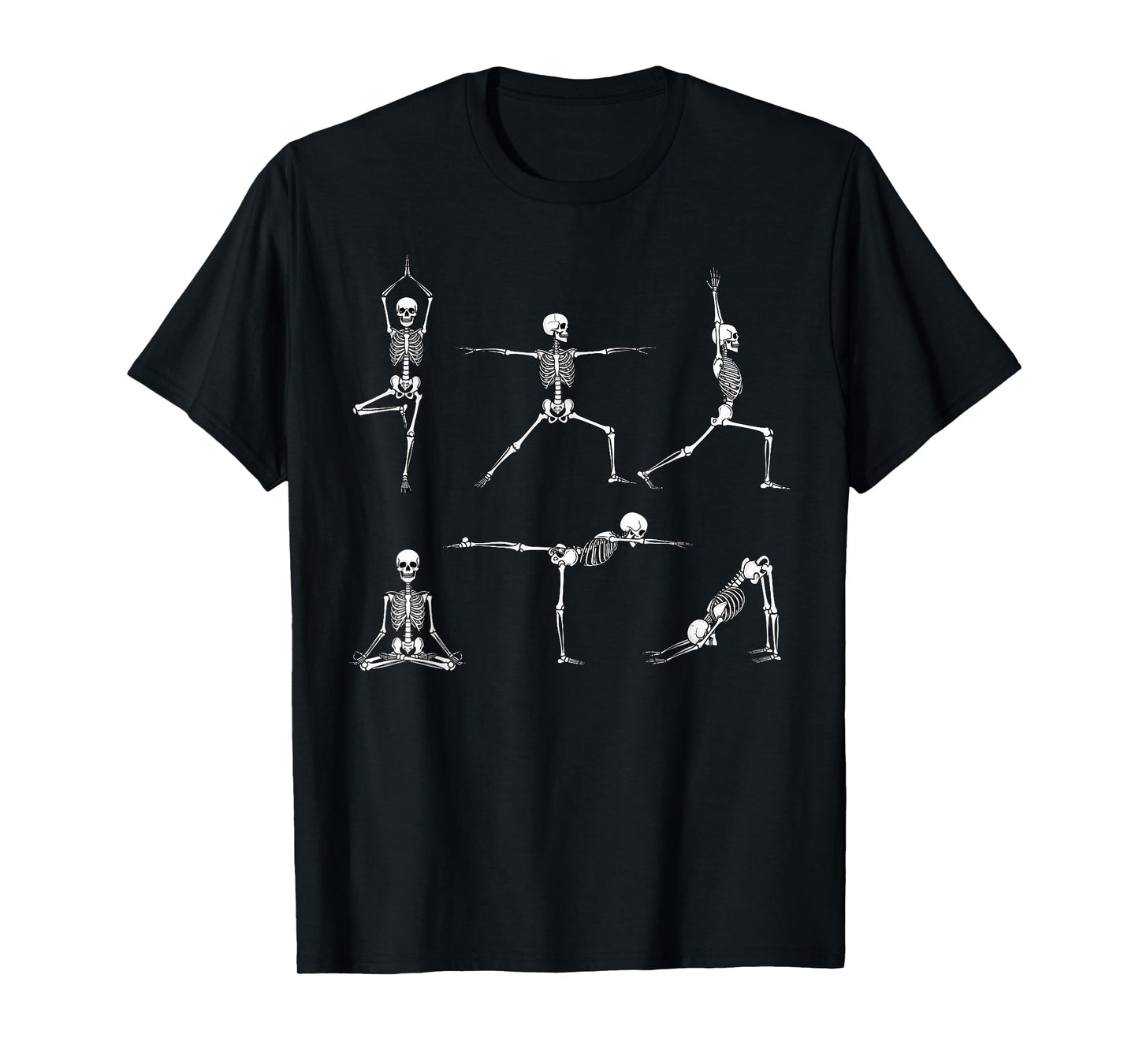 Yoga Poses with Funny Skeletons Halloween Spooky Season T-Shirt