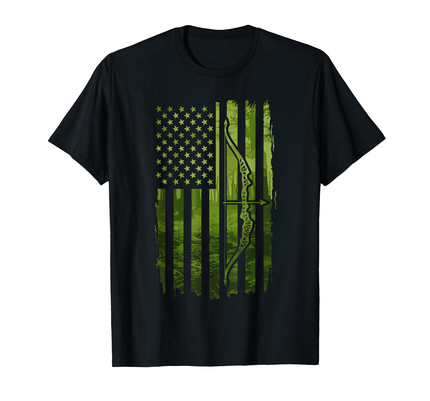 Patriotic Bowhunting USA Flag Bow Archery Hunting Wildlife T-Shirt