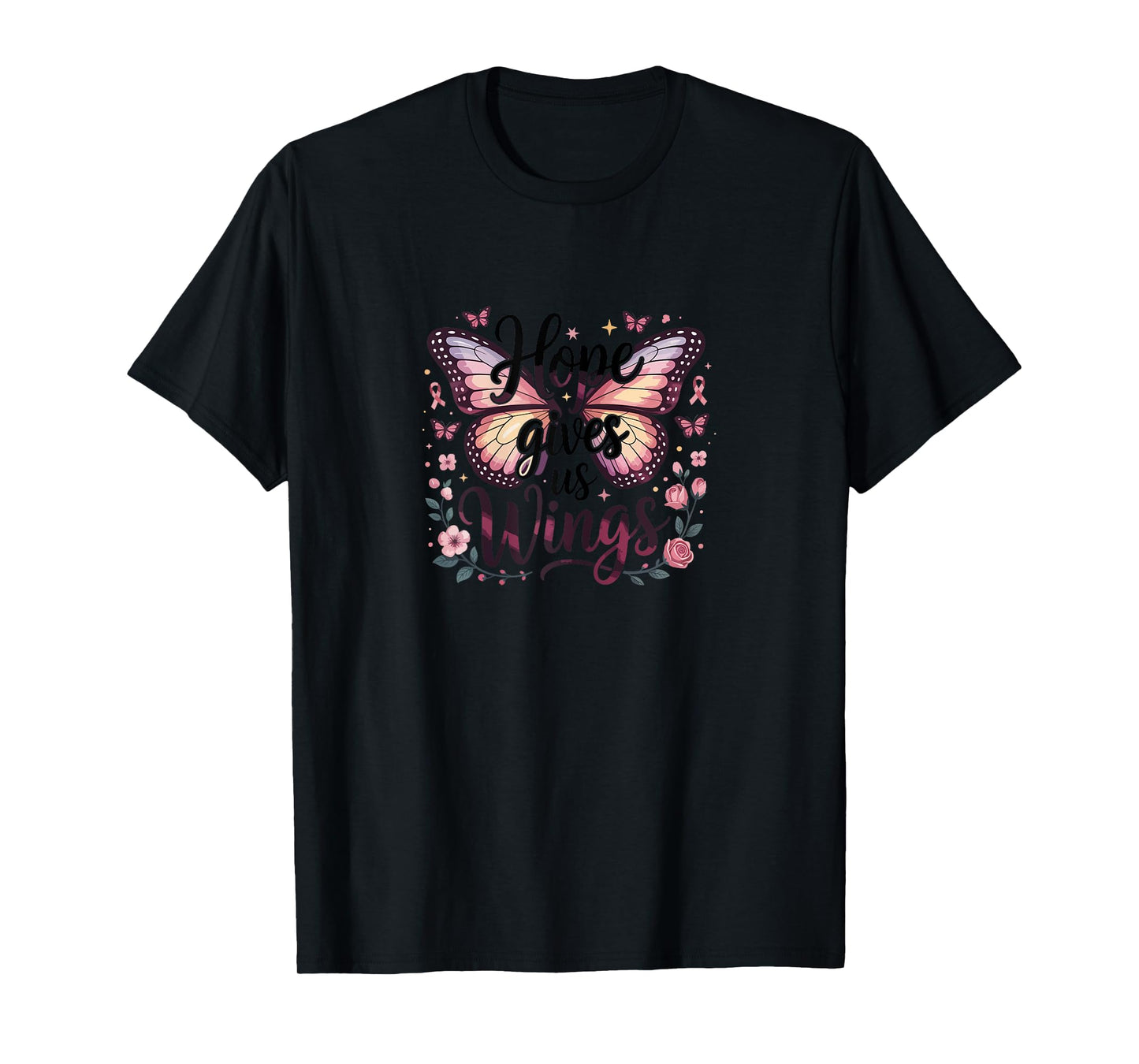 Hope Gives Us Wings Shirt Breast Cancer Awareness Butterfly T-Shirt
