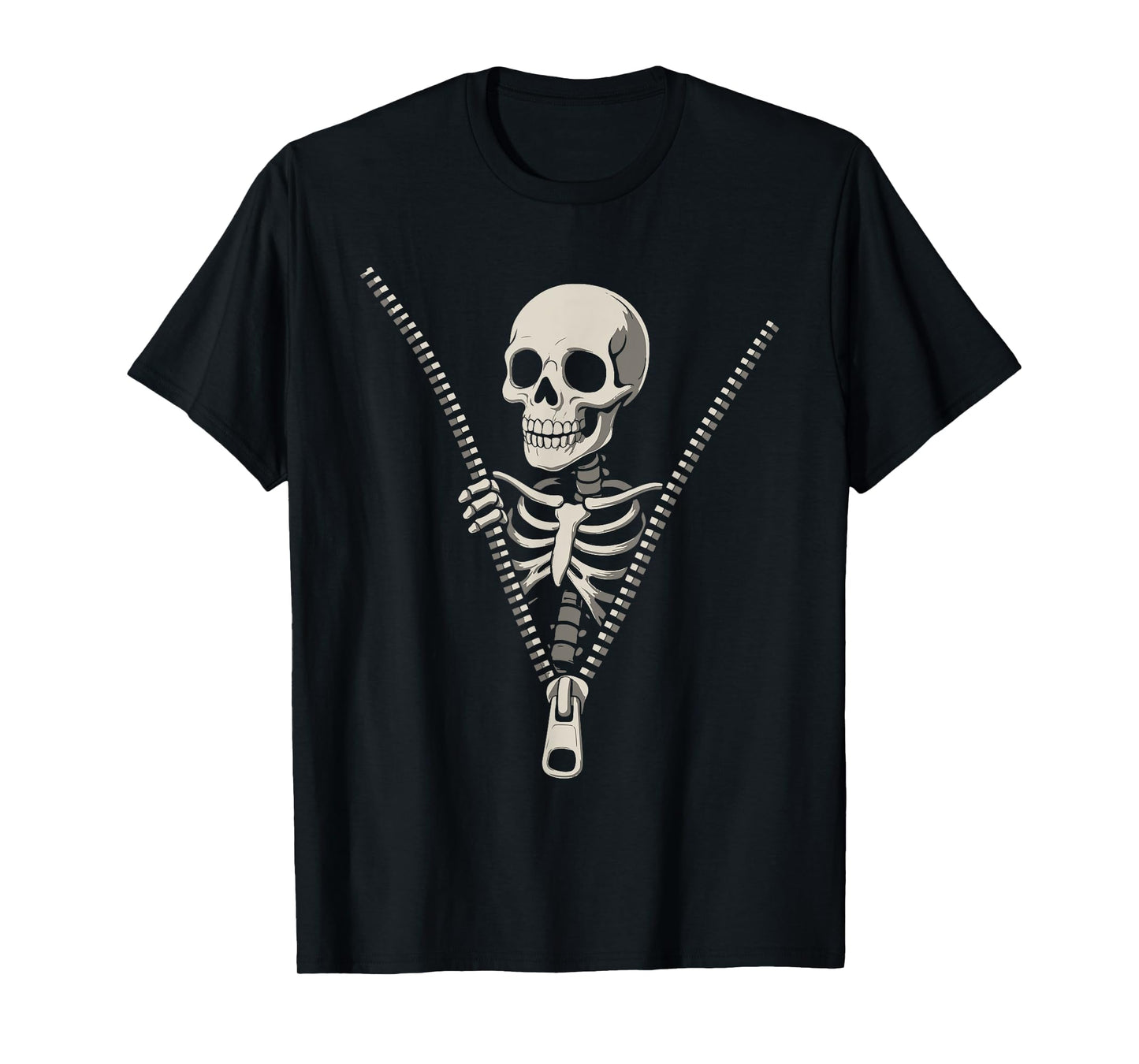 Melting Skeleton Unzipped Chest Halloween Creepy Costume T-Shirt