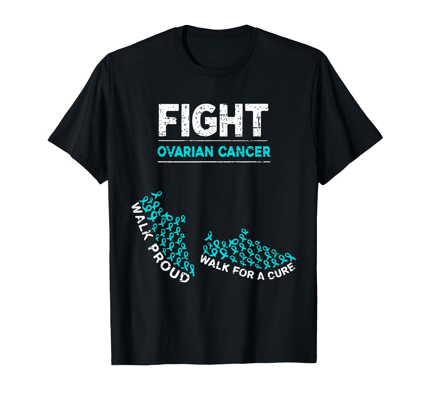 Fight Ovarian Cancer Awareness Survivor Ribbon Teal Support T-Shirt