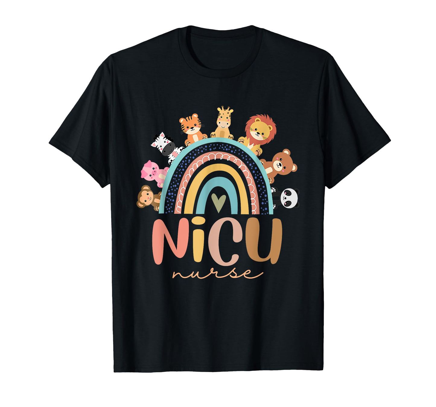 Nicu Nurse Rainbow Animal Neonatal Nicu Nurse Appreciation T-Shirt