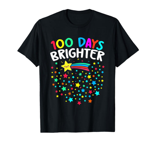 100 Days Brighter Happy 100 Days Of School Teachers Kids T-Shirt