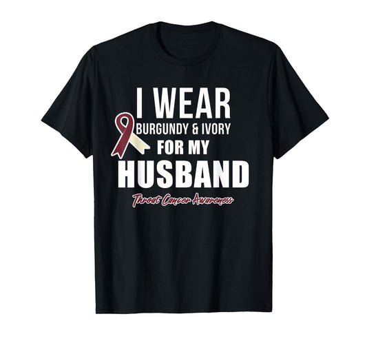 Throat Cancer Awareness Ribbon for my Husband T-Shirt