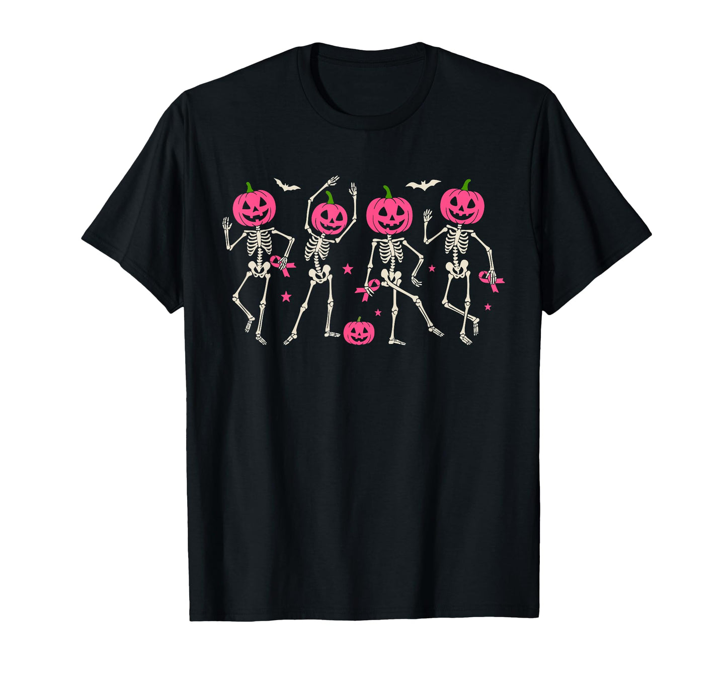 Breast Cancer Skeleton for Women Halloween Pumpkin Coquette T-Shirt